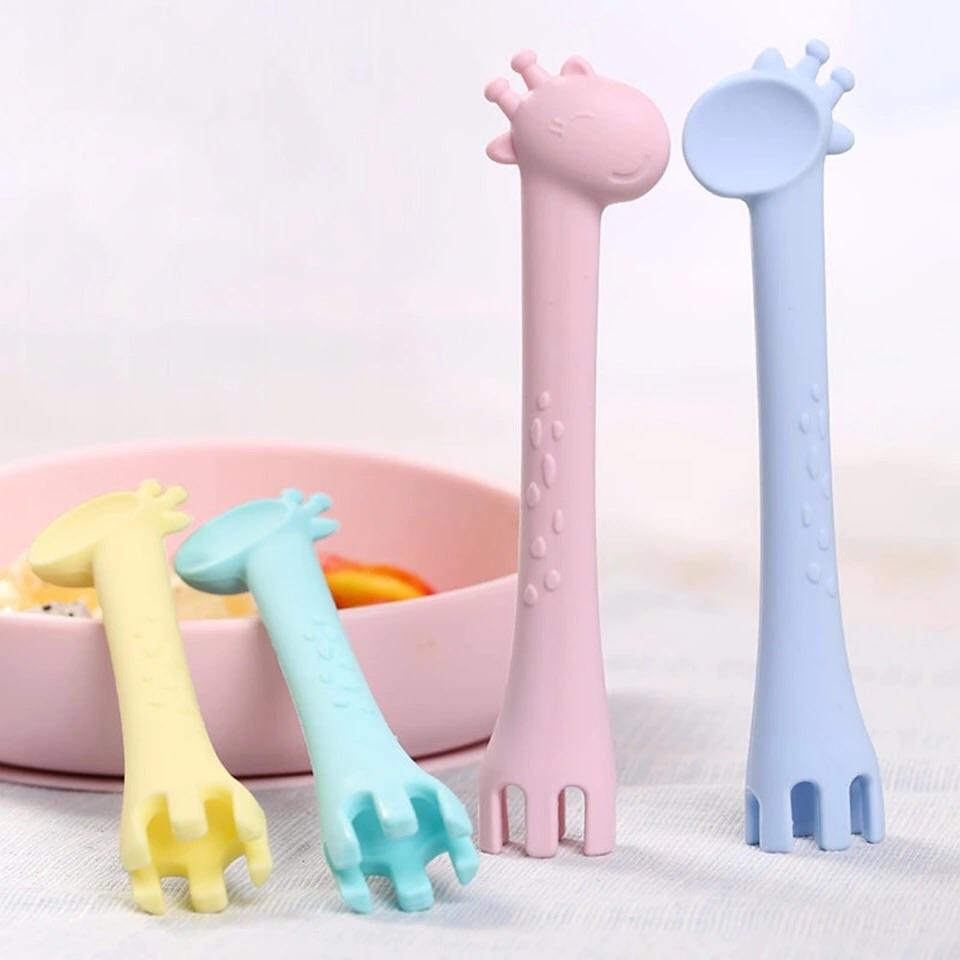 Personalized Spoon and Fork Set, Sweet Baby Giraffe